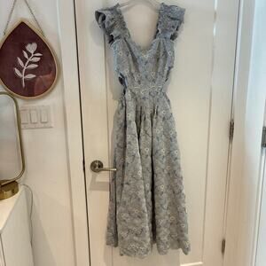 Sofie the Label Blue Eyelet Cutout Midi Dress Small